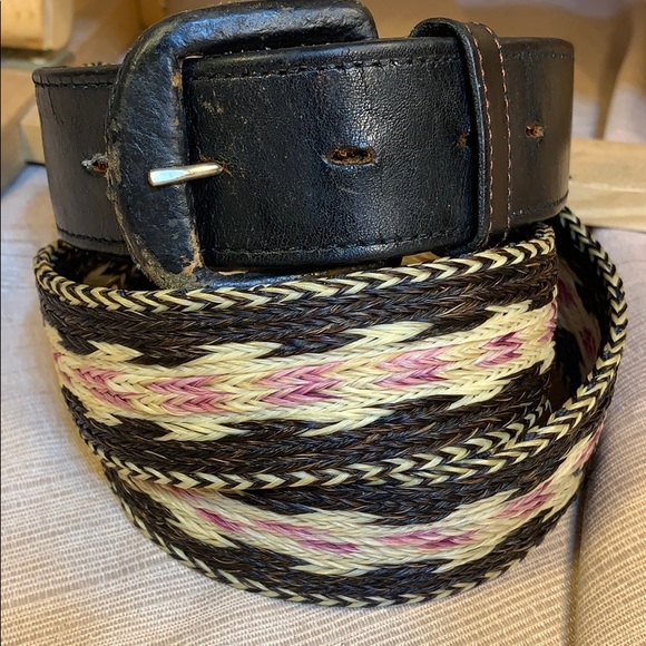 Handmade Other - Vintage belt of leather & woven fiber Mexico